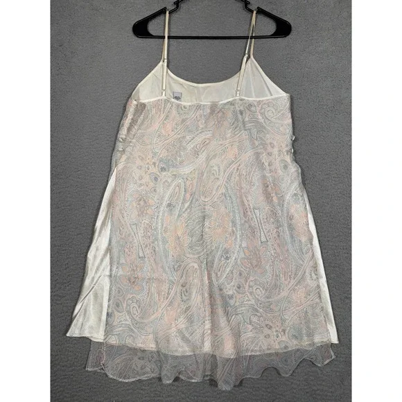 Lord & Taylor Vintage Paisley Slip Dress Chemise Nightgown Pastel Large - Picture 3 of 8